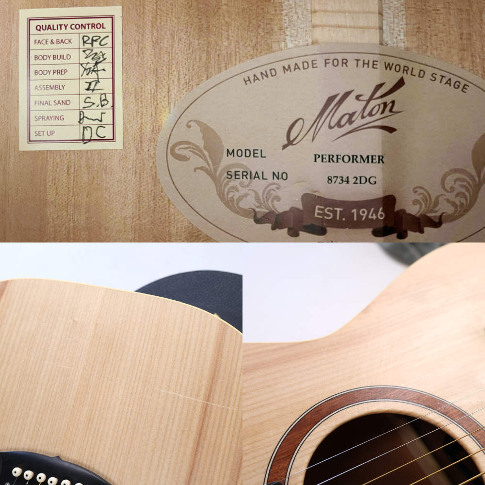 【中古】 アコースティックギター Maton Guitars Performer メイトン パフォーマー ピックガードレス仕様 内部 傷