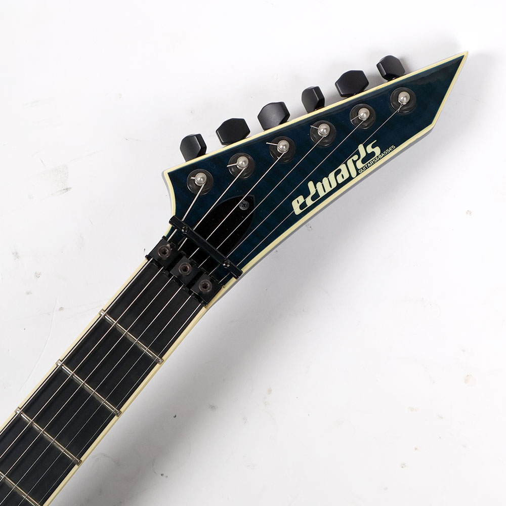 【中古】 エレキギター Edwards by ESP E-KL-170SE See Thru Blue Kiko Loureiro Signature Model エドワーズ スルーネック構造 キコ・ルーレイロ ヘッド