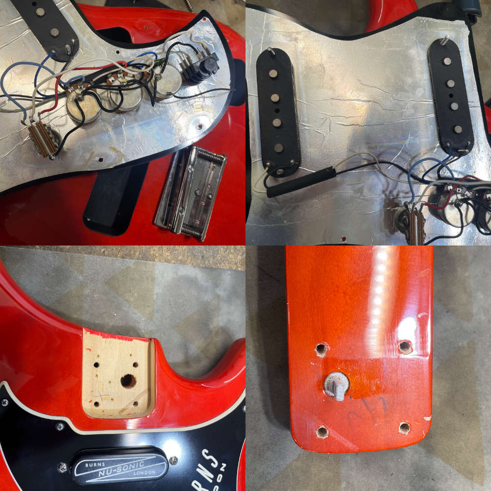 【中古】Burns バーンズ Nu-Sonic Bass Reissue ショートスケール エレキベース 内部 