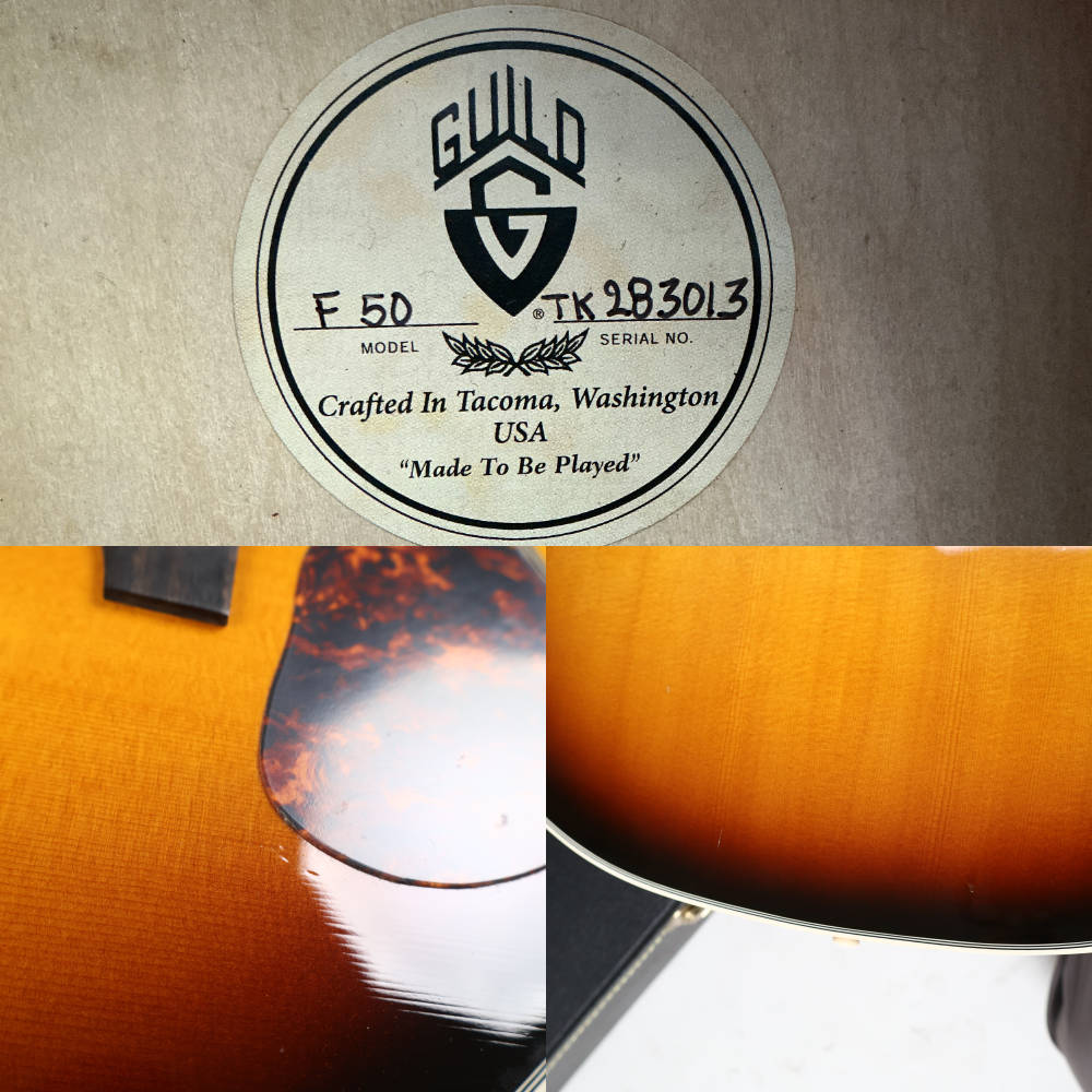 【中古】 アコースティックギター Guild F-50 Sunburst 2006年製 タコマ工場製造期 ギルド ジャンボボディー  アーチドバック 内部 傷