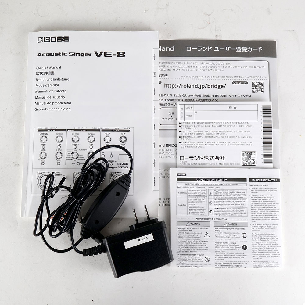 【中古】 BOSS VE-8 Acoustic Singer ギター&ボーカル用エフェクター 付属品