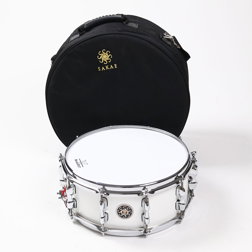 【中古】 スネアドラム サカエ SAKAE OSAKA HERITAGE SD1455MA/M-PW Maple Snare Mighty Halo Pearl White