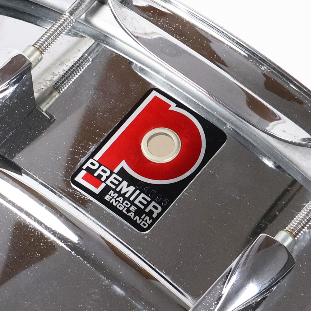 【中古】スネアドラム プレミア PREMiER 1036 Chrome Over Steel Snare Drum 14x6.5 スチールシェル スネアドラム エンブレム