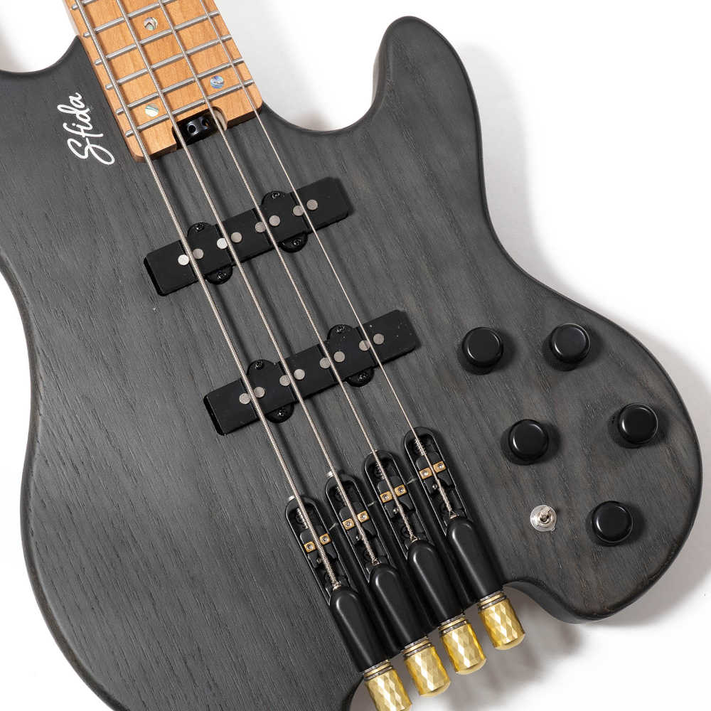 Sfida スフィーダ SHB-800ASH BK エレキベース ヘッドレスベース ボディ斜めアングル画像