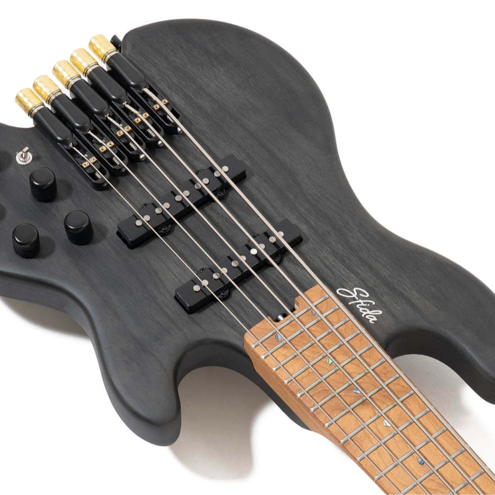 Sfida スフィーダ SHB-850ASH BK 5弦エレキベース ヘッドレスベース ボディ斜めアングル画像