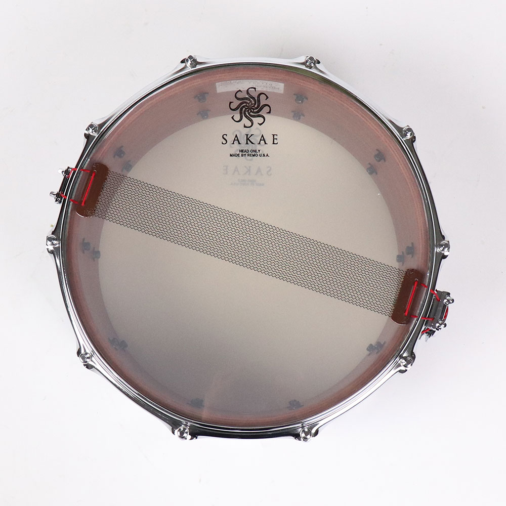【中古】 スネアドラム サカエ SAKAE SD1465BV Bubinga Shell 14x6.5 ブビンガシェル 裏面