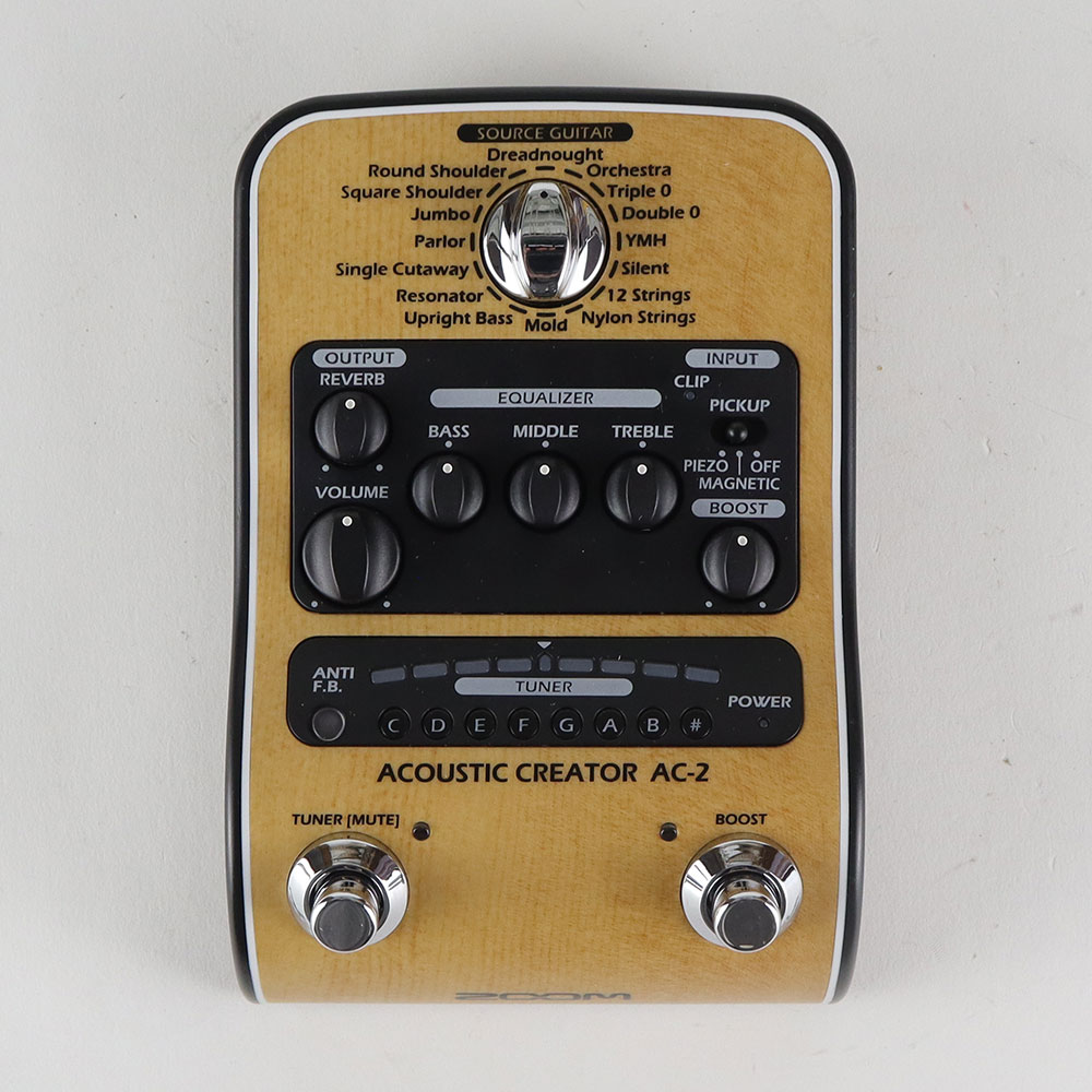 【中古】 ZOOM ズーム AC-2 Acoustic Creator アコースティックギター用プリアンプ