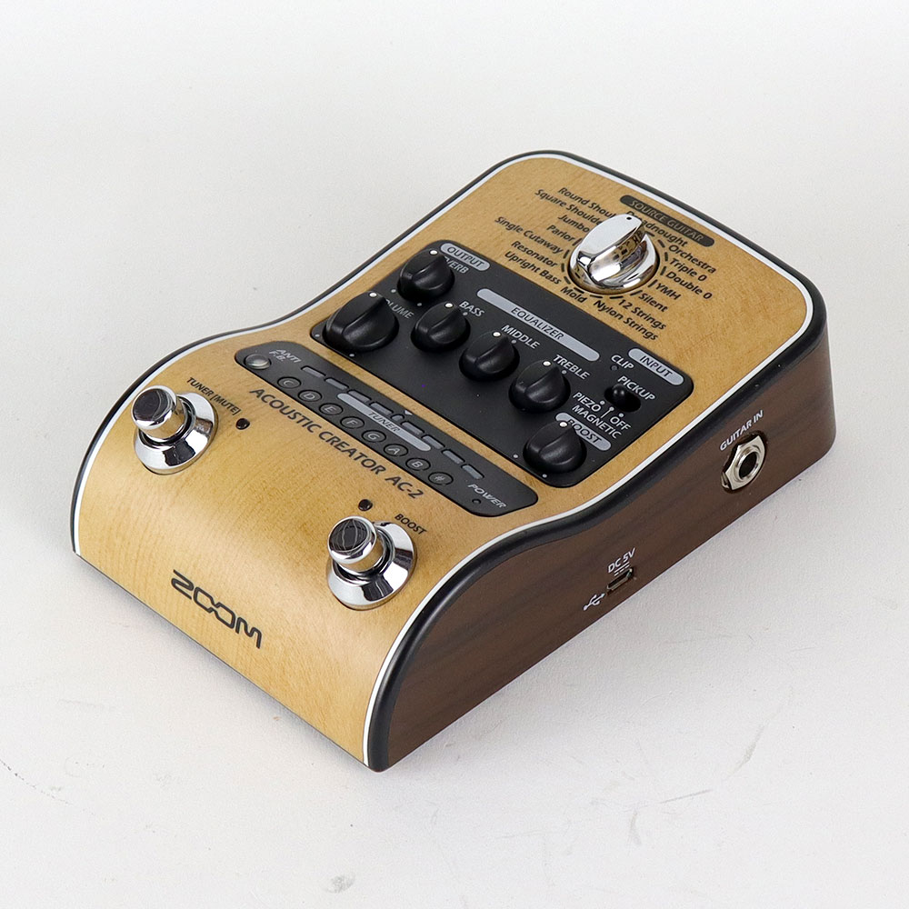 【中古】 ZOOM ズーム AC-2 Acoustic Creator アコースティックギター用プリアンプ 全体