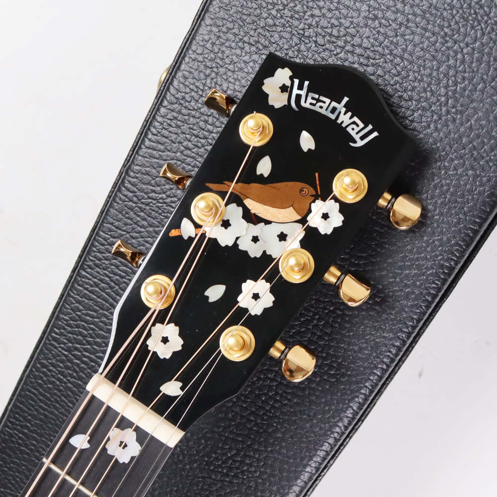 【中古】 アコースティックギター Headway HOM-YOZAKURA’19 D，A，S/ATB YZB 2019年製 桜ギター 夜桜 日本製 MADE IN JAPAN ヘッドウェイ ヘッド画像