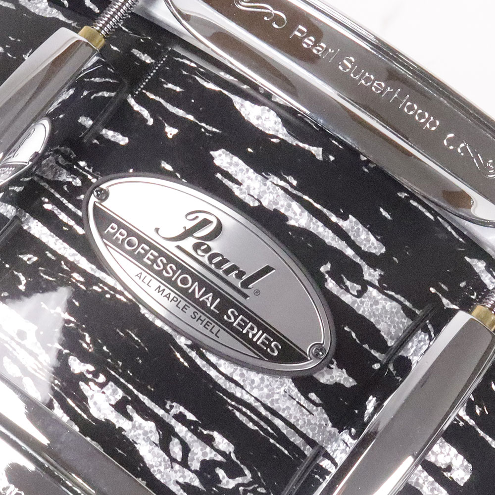 【中古】 Pearl パール PMX1450S/C #412 Black Oyster Glitter PROFESSIONAL SERIES スネアドラム エンブレム