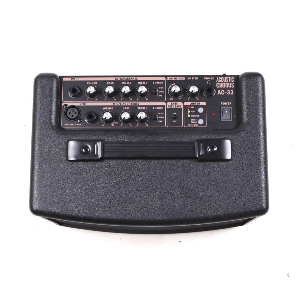 【中古】 アコギアンプ ローランド ROLAND AC-33 アコースティックギター用アンプ アコギアンプ ブラック トップ画像