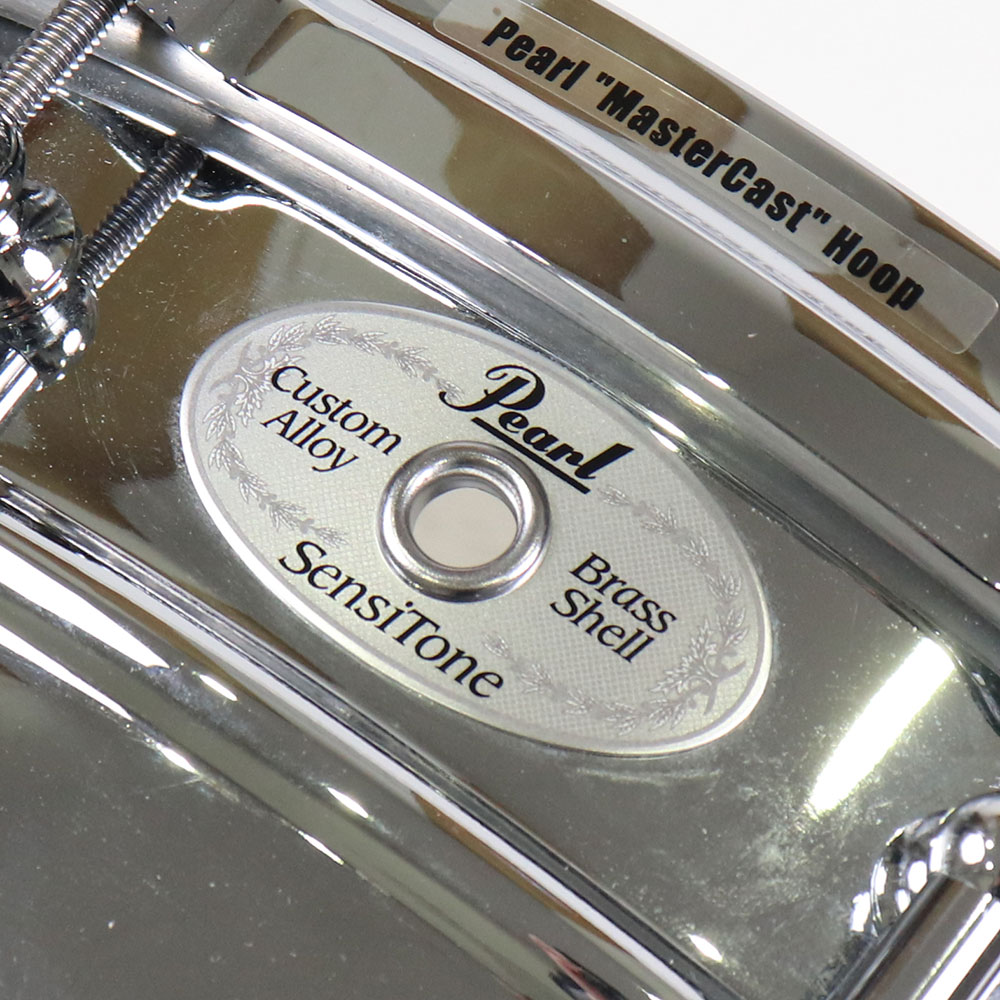 【中古】 スネアドラム パール Pearl B-6514C SensiTone Chrome Over BRASS Custom Alloy 14x5 ブラスシェル エンブレム