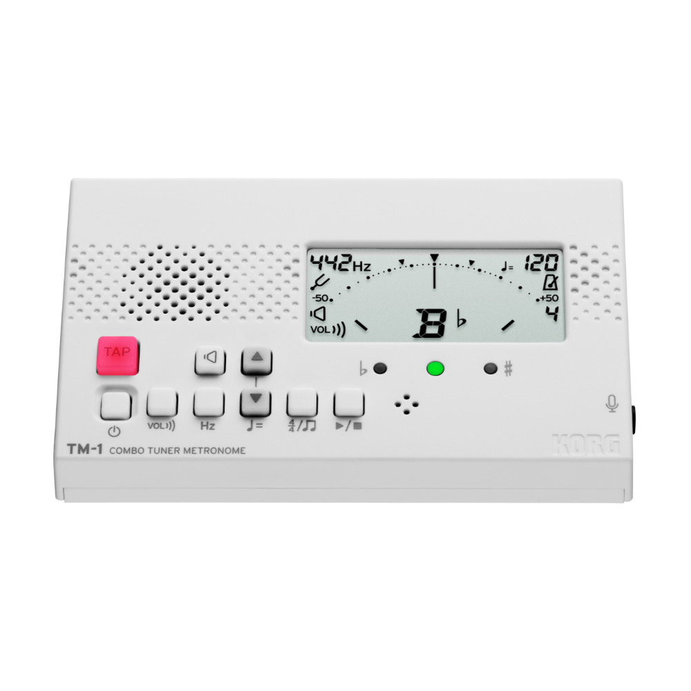 チューナーメトロノーム コルグ KORG TM-1 WH 吹奏楽 管楽器 弦楽器 ブラスバンド オーケストラ チューナー＆メトロノーム トップ斜めアングル画像
