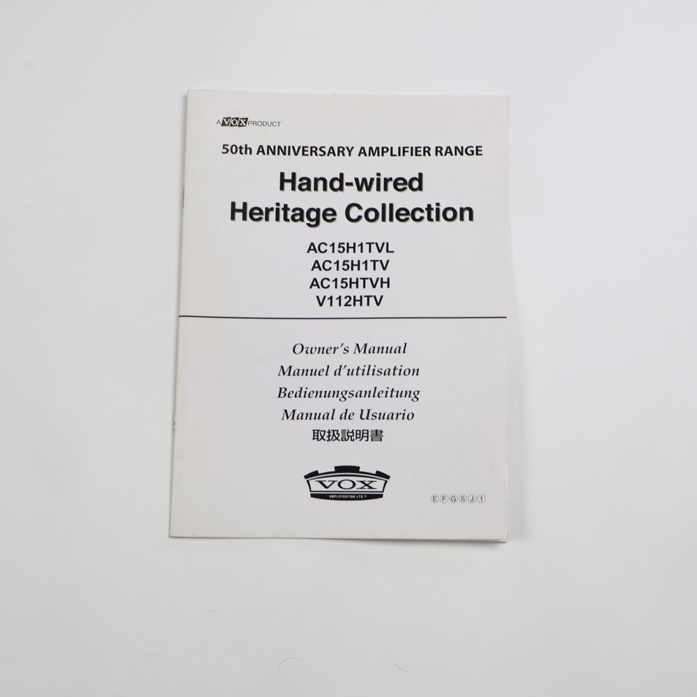 【中古】 ギターアンプ VOX AC15H1TV Hand-Wired Heritage Collection 15ワット 真空管アンプ ハンドワイヤード回路 説明書
