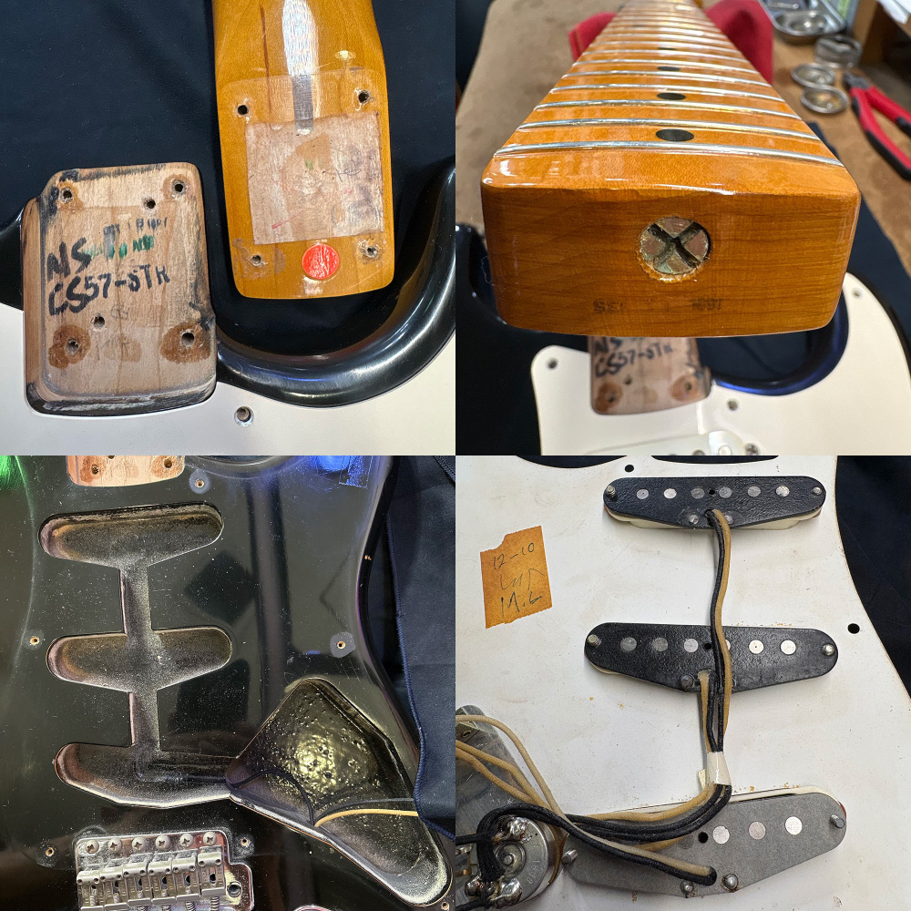 【中古】 エレキギター Fender American Vintage ’57 Stratocaster Black 3.42kg リアピックアップ交換あり フェンダー ストラト ブラッキー アメリカンビンテージ アメビン 1957 ネック、ピックアップ