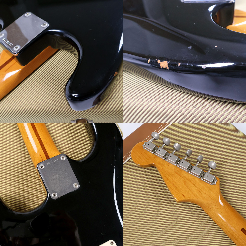 【中古】 エレキギター Fender American Vintage ’57 Stratocaster Black 3.42kg リアピックアップ交換あり フェンダー ストラト ブラッキー アメリカンビンテージ アメビン 1957 傷、ヘッド