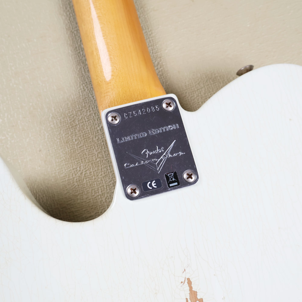 【中古】 エレキギター Fender Custom Shop 2017 Limited NAMM 63 Telecaster Relic Olympic White Matching Head 2019年製 ネックプレート