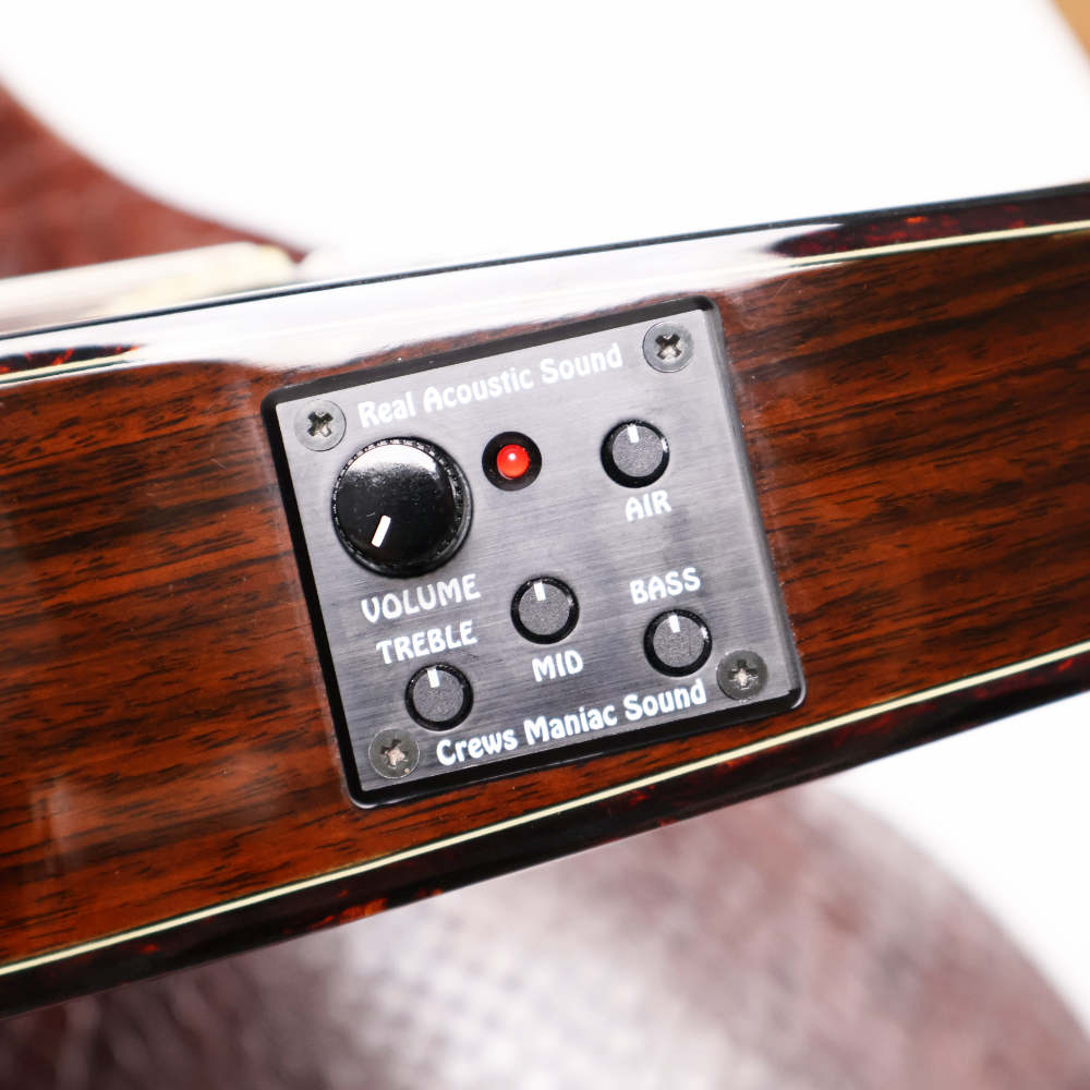 【中古】 エレガットギター Crews Maniac Sound EG1500C Natural カッタウェイ有り 薄型アーチドボディーのピックアップ付き コントロール
