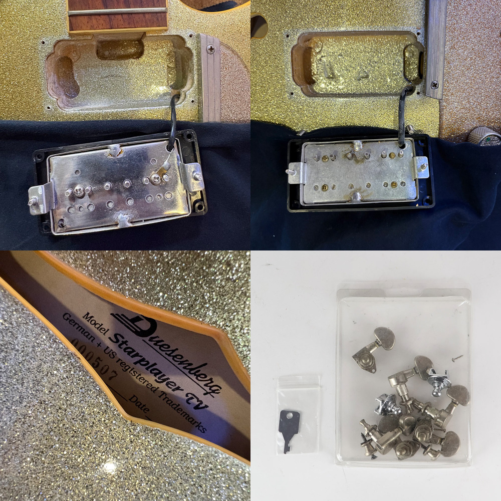 【中古】 エレキギター Duesenberg Starplayer TV Gold Sparkle 2000年製 デュッセンバーグ スタープレイヤーTV ロックペグ交換あり ピックアップ、ラベル、付属品