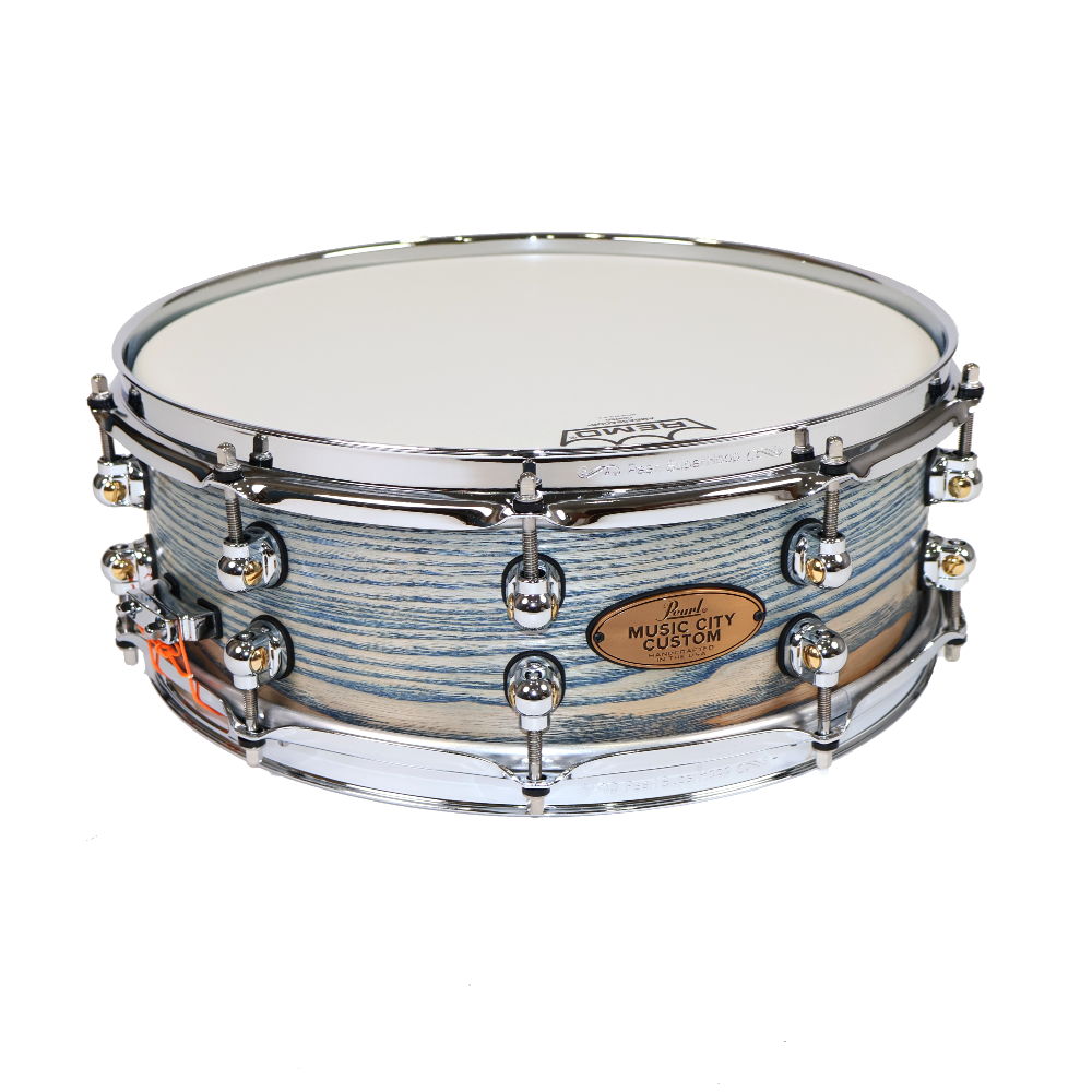 【訳あり】 Pearl パール USA MUSIC CITY CUSTOM MCCA1450S/C Solid Ash Shell 14x5.0 Lightning Blue Finish スネアドラム アウトレット