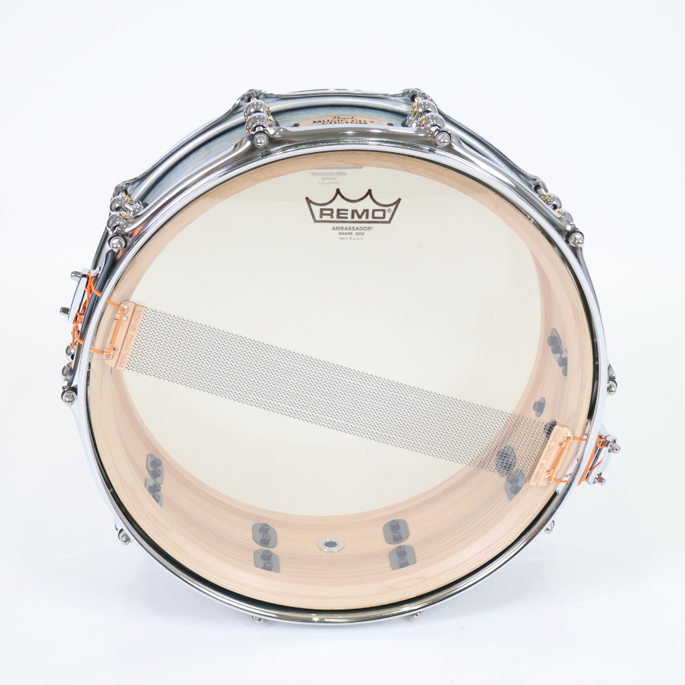 【訳あり】 Pearl パール USA MUSIC CITY CUSTOM MCCA1450S/C Solid Ash Shell 14x5.0 Lightning Blue Finish スネアドラム アウトレット 本体画像 裏