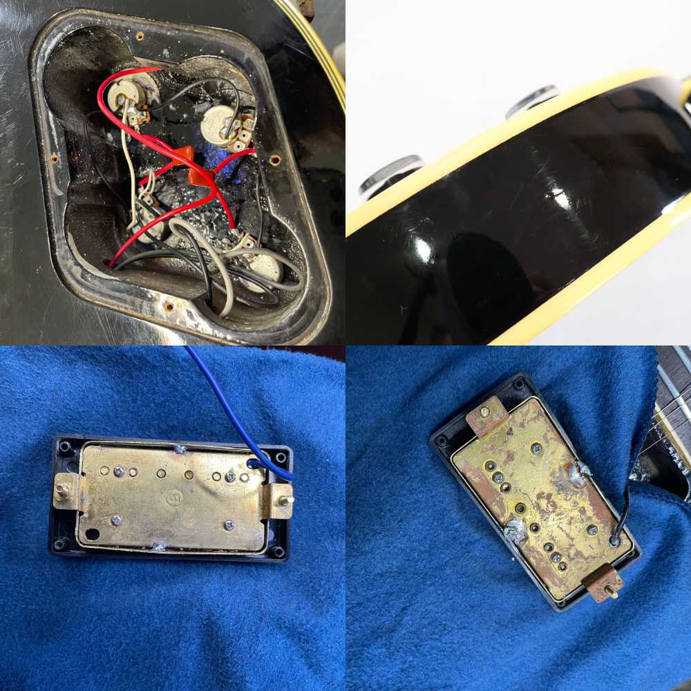 【中古】 エレキギター Orville LPC-75 EB オービル レスポールカスタム 寺田楽器製 Kシリアル 1990年製 リアピックアップ交換あり 内部 傷