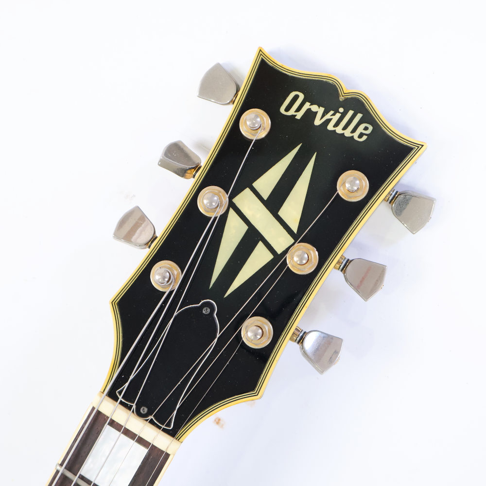 【中古】 エレキギター Orville LPC-75 EB オービル レスポールカスタム 寺田楽器製 Kシリアル 1990年製 リアピックアップ交換あり ヘッド画像