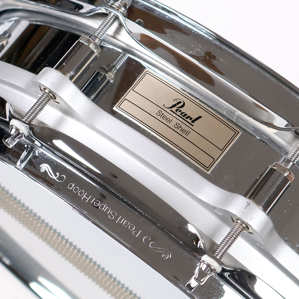 【中古】スネアドラム パール Pearl Free Floating Snare Steel Shell 14×3.5 エンブレム
