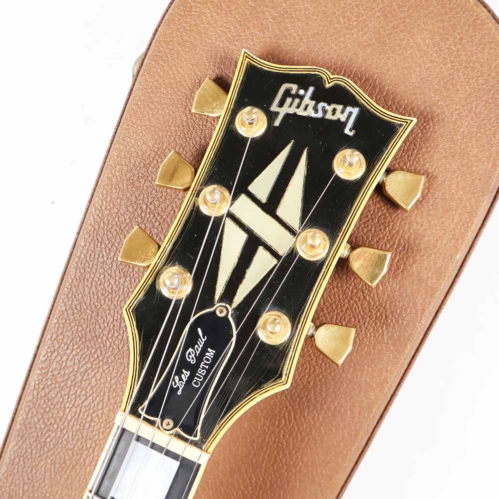 【中古】 エレキギター Gibson Les Paul Custom Ebony 1990年製 ギブソン レスポールカスタム ブラック 刻印ナンバードPAFピックアップ ヘッド画像