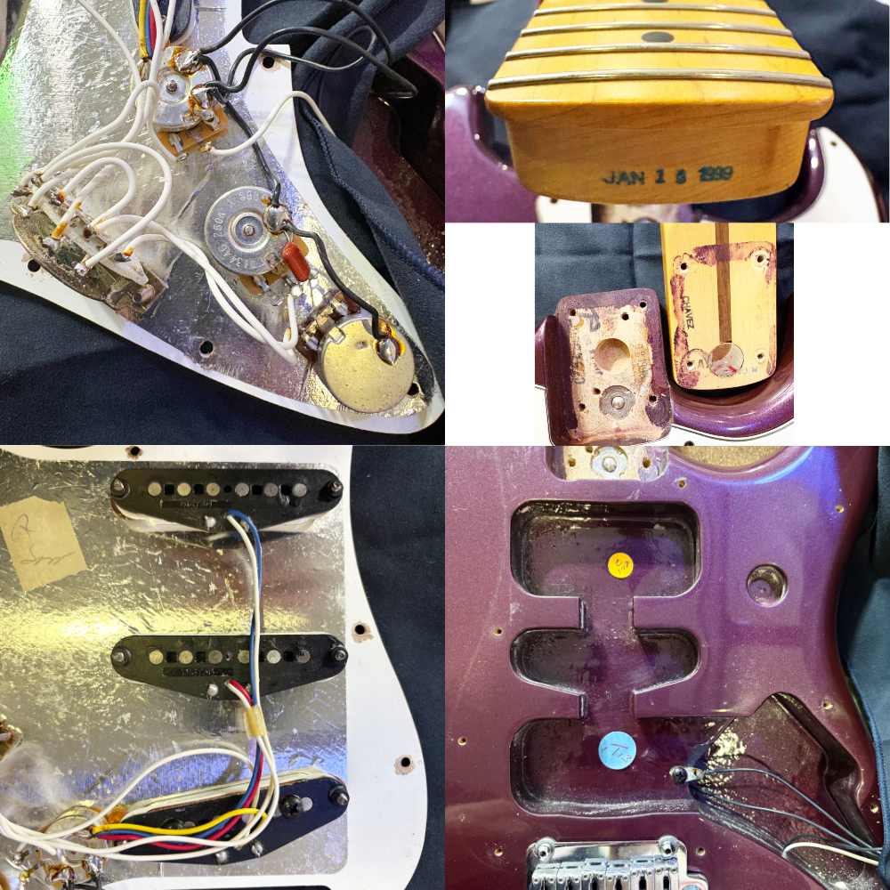 【中古】 エレキギター Fender American Standard Stratocaster Maple FingerBoard Plums Purple Metallic 1999年製 フェンダー 内部