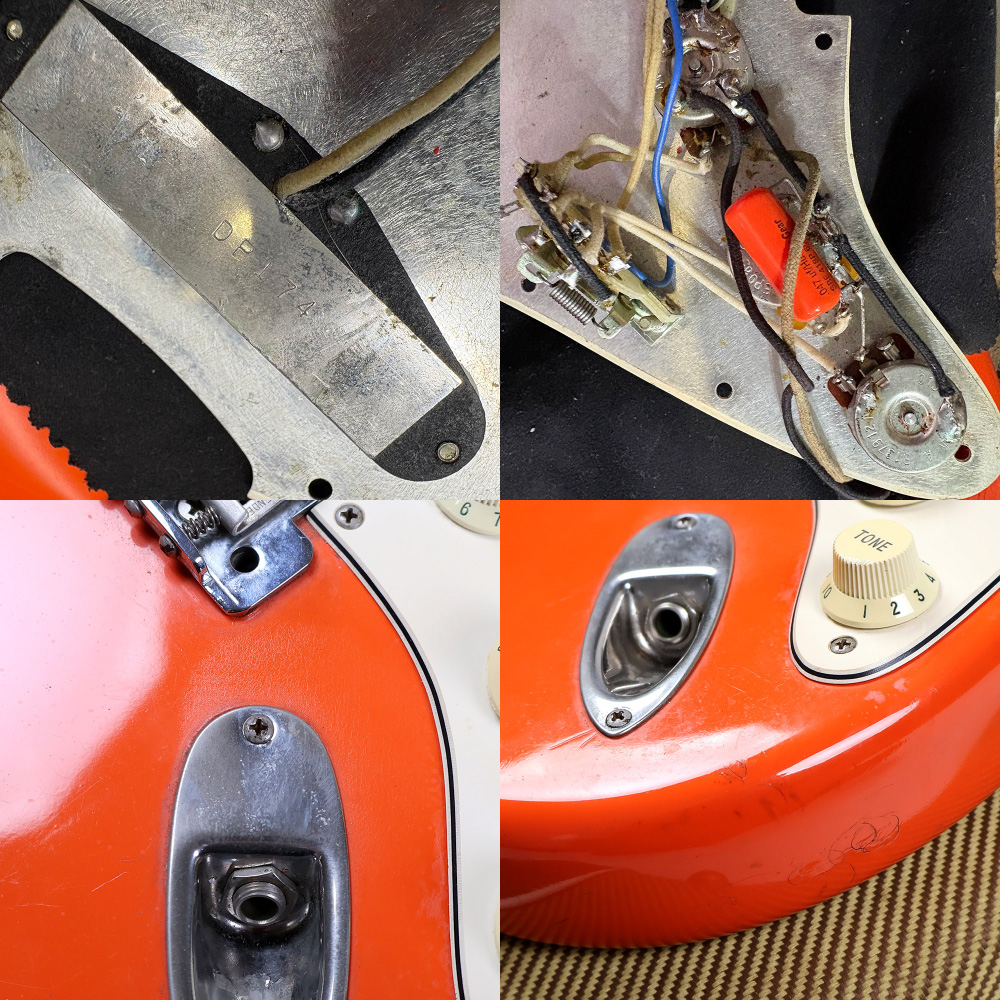 【中古】 エレキギター Fender ’62 Vintage Stratocaster Fiesta Red 1991年製 Mod. フロント/センターピックアップ交換あり アメビン フェンダー ストラトキャスター フェスタレッド ピックアップ、傷、打痕、塗装不良
