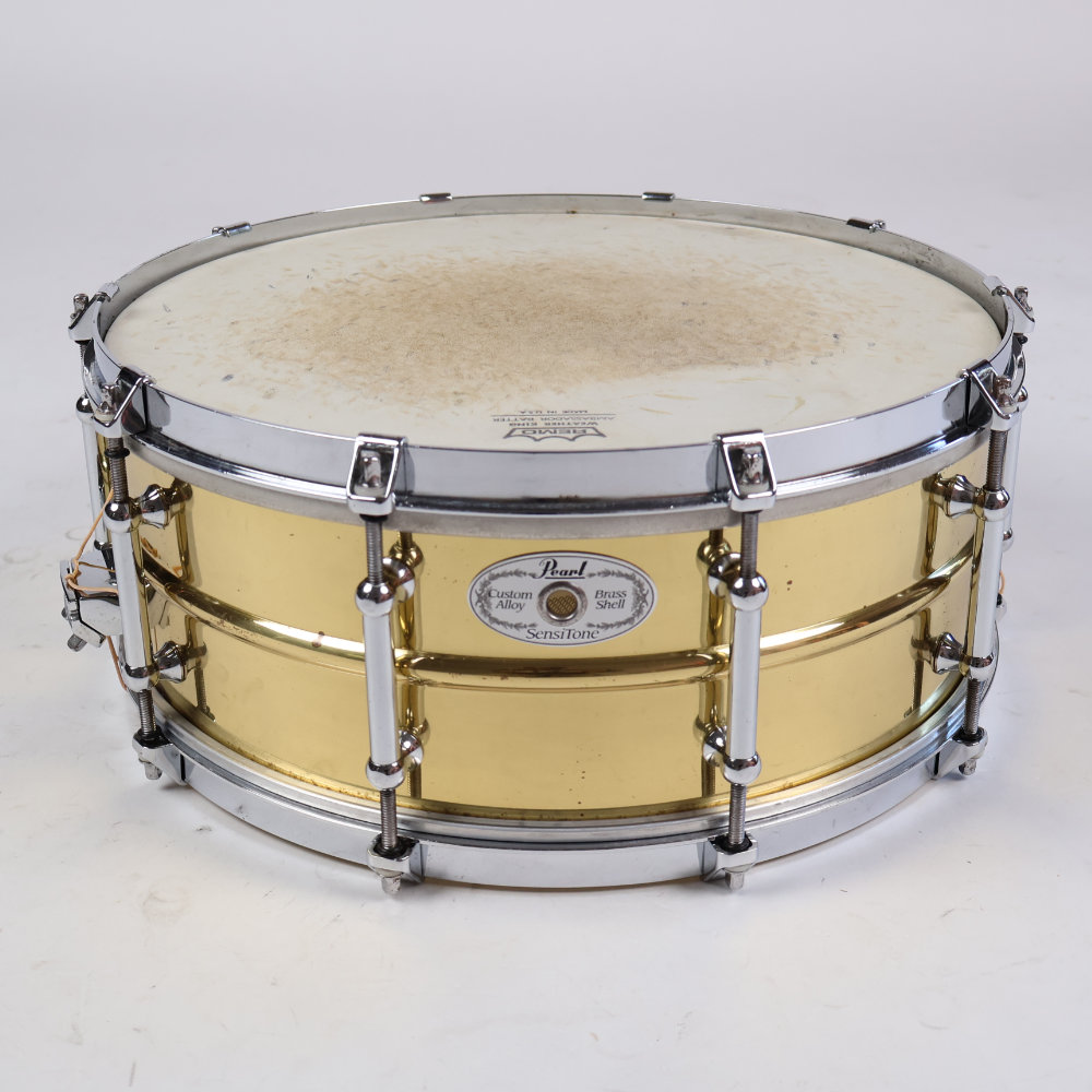 【中古】 スネアドラム パール Pearl B-5514 SensiTone BRASS Custom Alloy 14x5.5 ブラスシェル