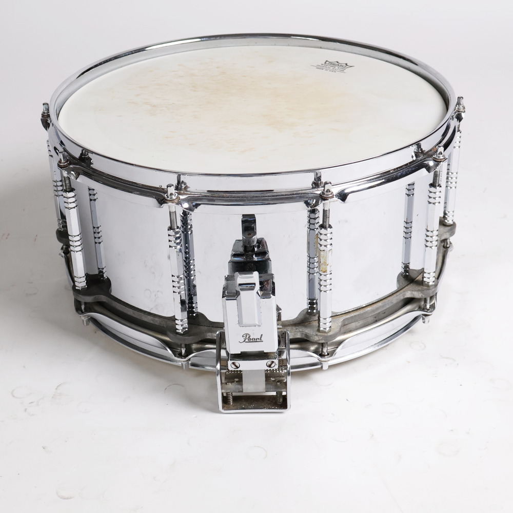 【中古】スネアドラム パール Pearl Free Floating Snare Steel Shell 14×6.5 Made in Japan サイド