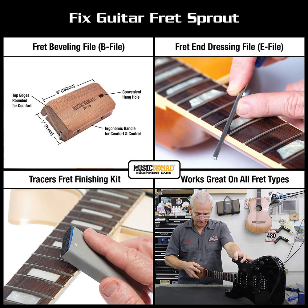 MUSIC NOMAD ミュージックノマド MN871 8 pc. Fret Sprout Kit メンテナンスツール8点セット 工具の用途、詳細