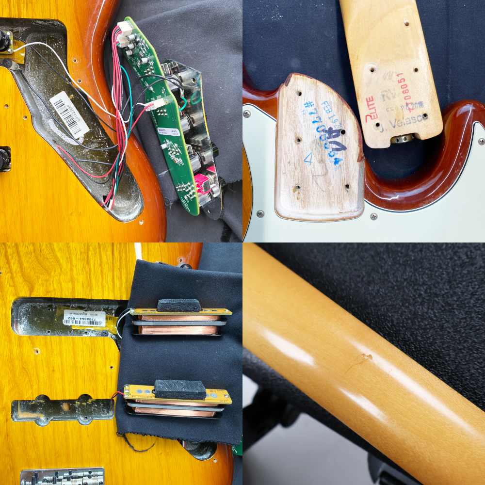【中古】 エレキベース Fender American Elite Jazz Bass Ash Body Maple Fingerboard Tobacco Sunburst 2016年製 内部