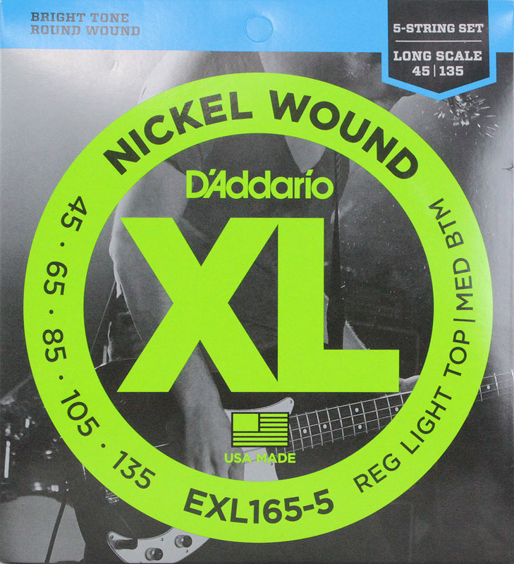 D'Addario EXL165-5 RL.Top/M.Bottom Long Scale 5-strings 5弦用ベース弦