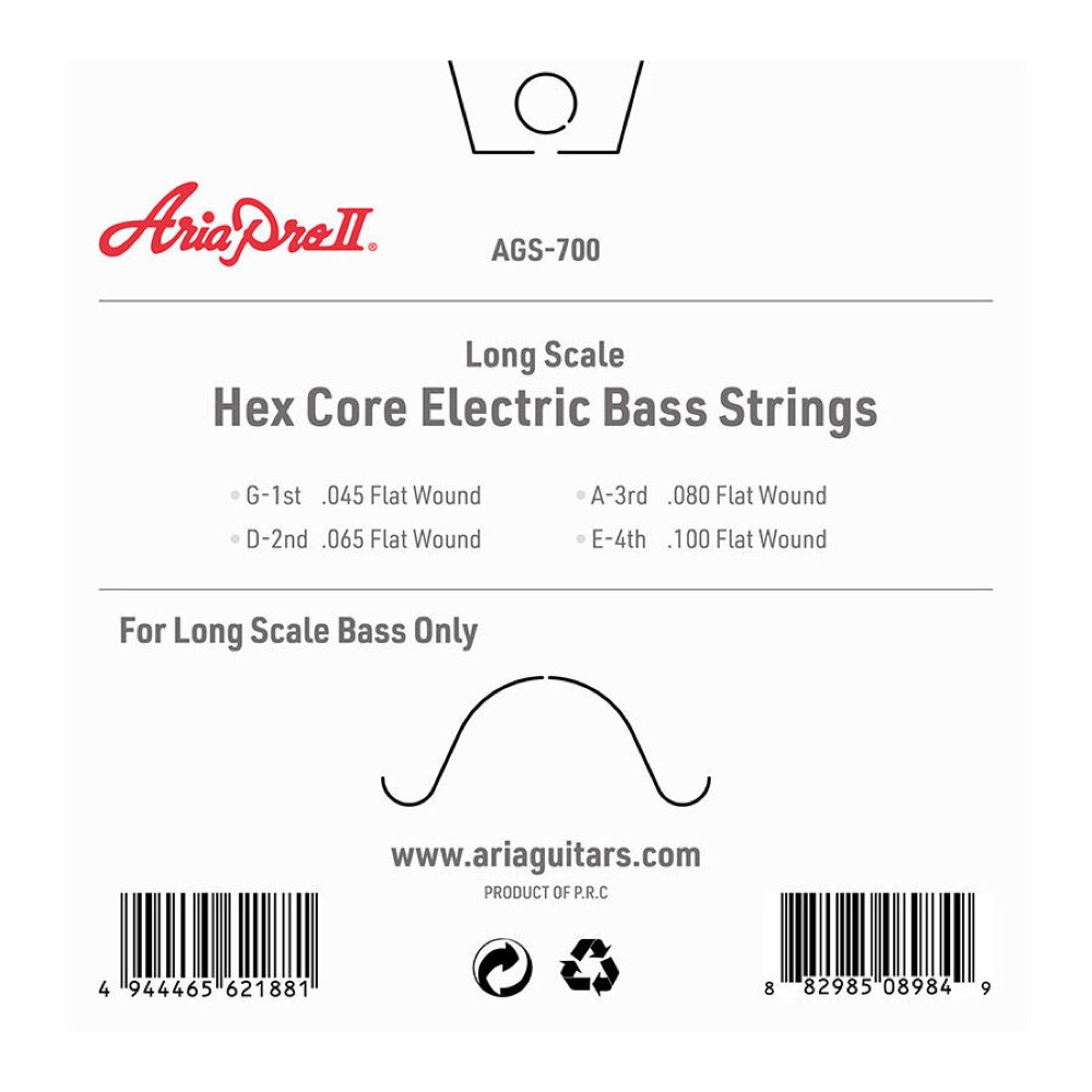AriaProII AGS-700 フラットワウンド エレキベース弦 パッケージ裏