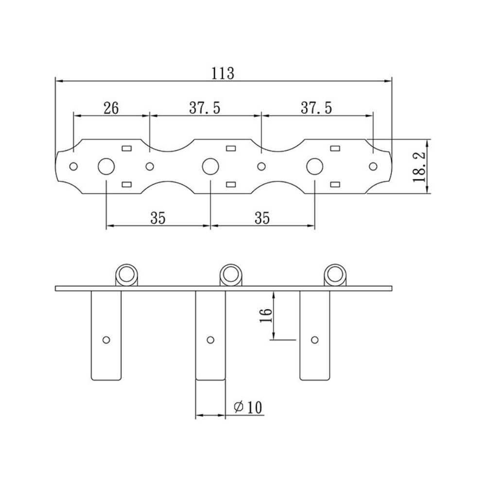 ARIA AT-450C クラシックギター用糸巻き 寸法図