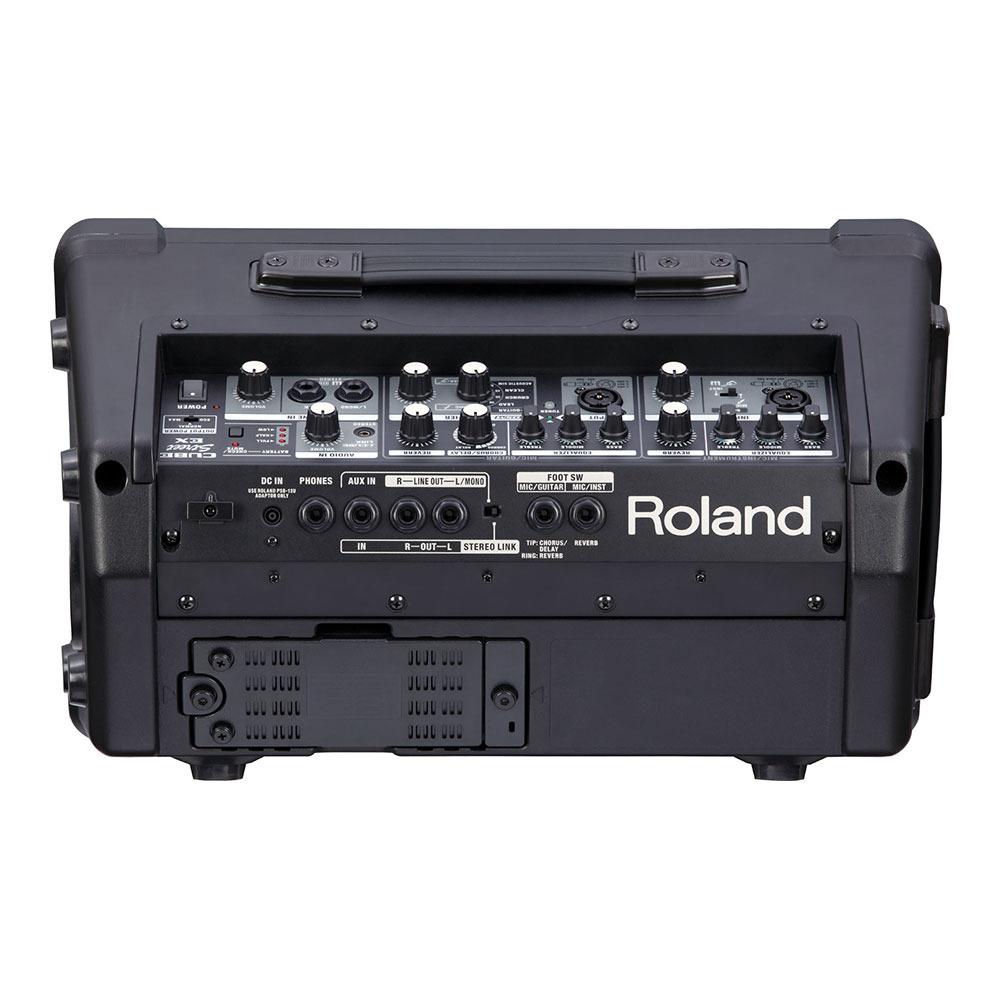 ギターアンプ ボーカルアンプ ローランド ROLAND CUBE Street EX BK 乾電池駆動可能 ステレオ ポータブルアンプ マイクスピーカー 背面