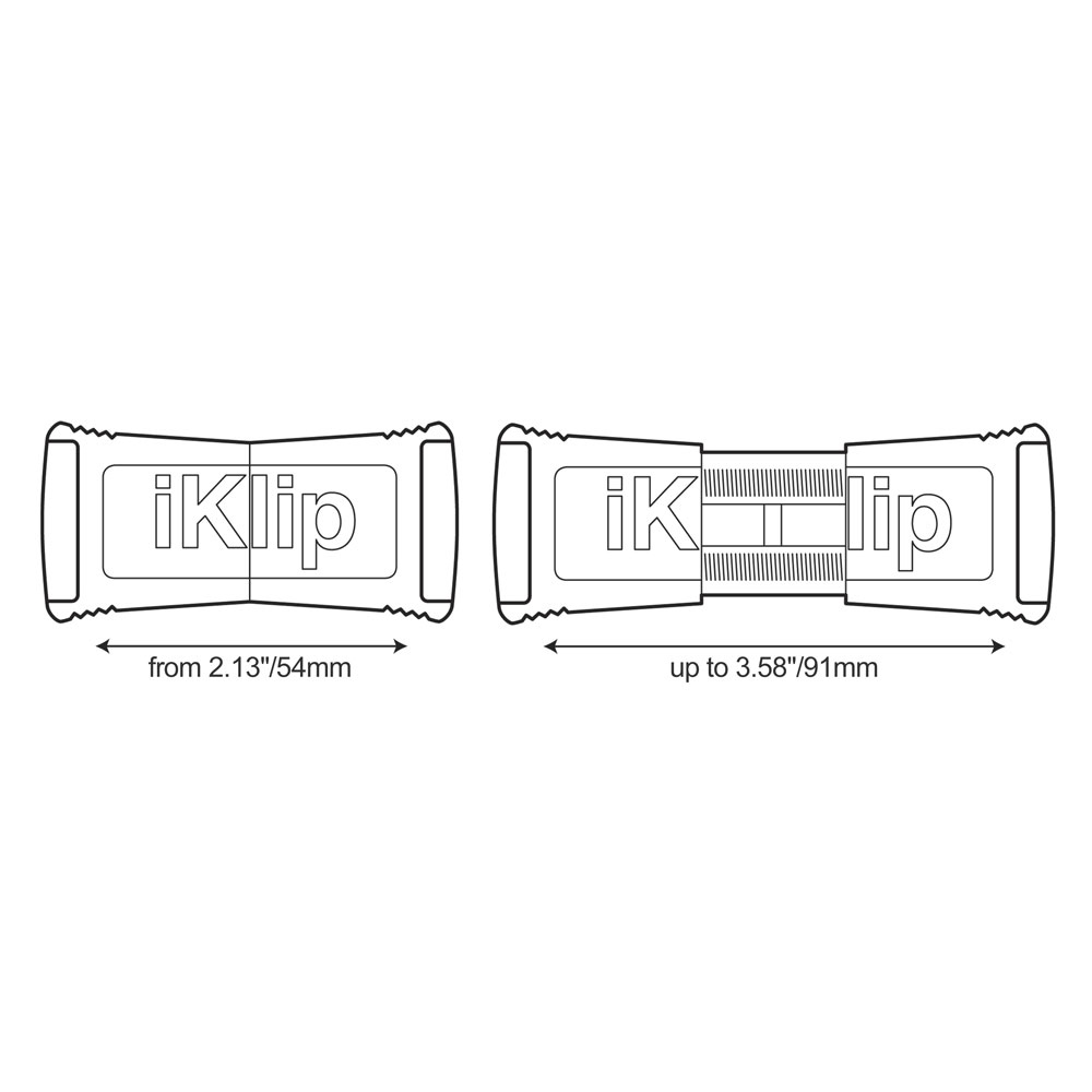 IK Multimedia iKlip Xpand Mini マイクスタンド用スマートフォンホルダー サイズ詳細