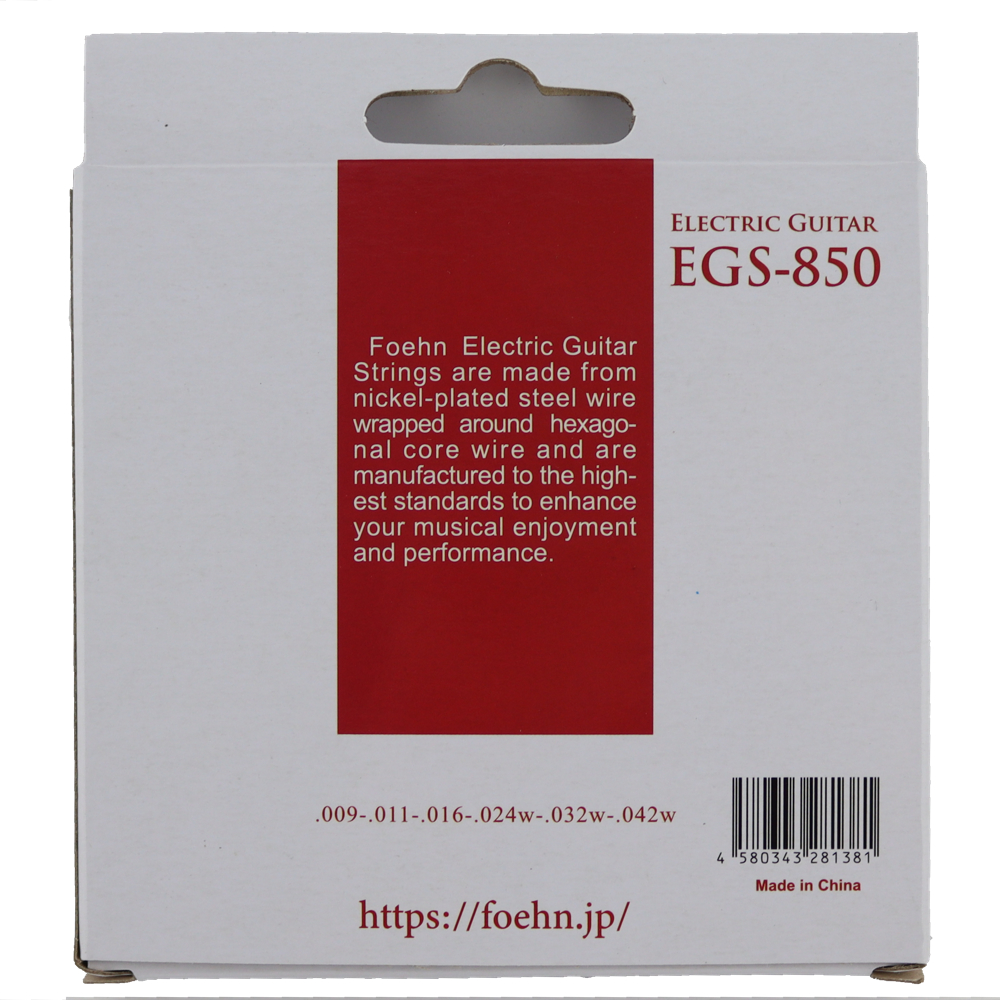 FOEHN EGS-850 Electric Guitar Strings Super Light エレキギター弦 09-42 パッケージ裏