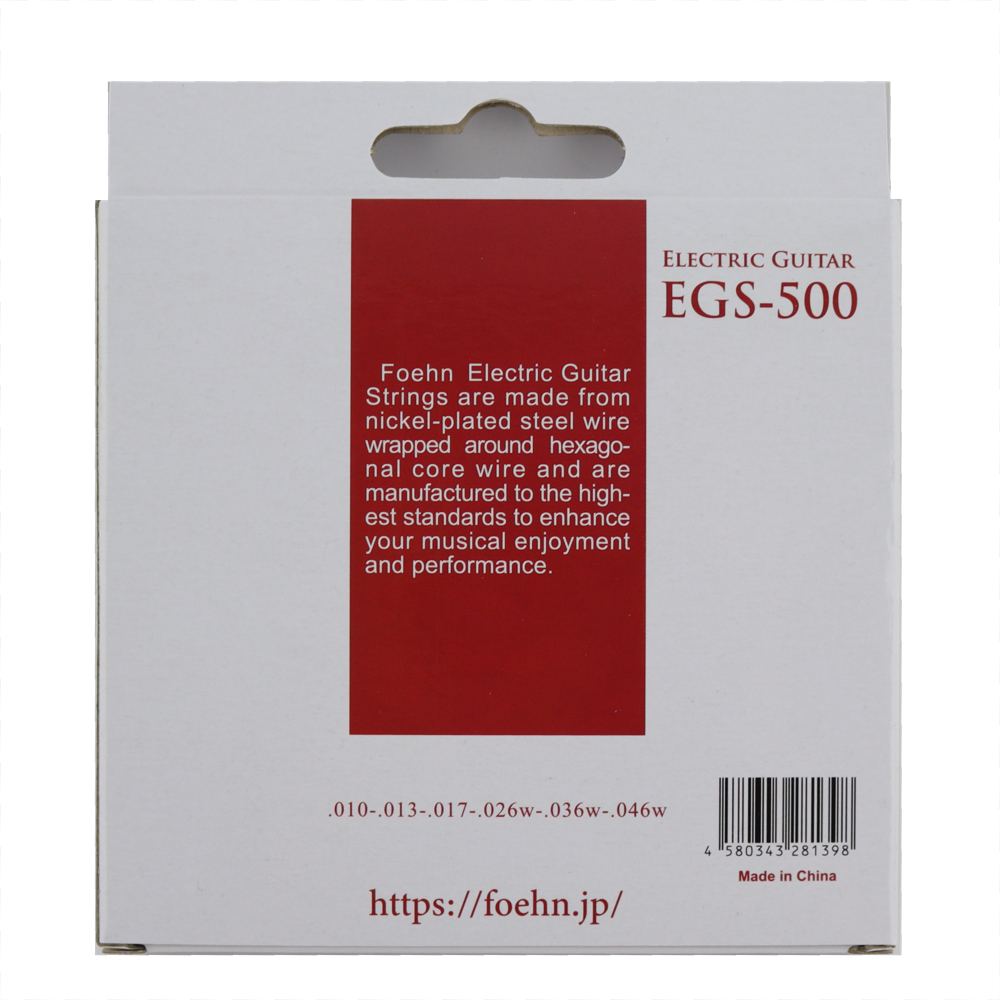 FOEHN EGS-500 Electric Guitar Strings Regular light エレキギター弦 10-46 パッケージ裏