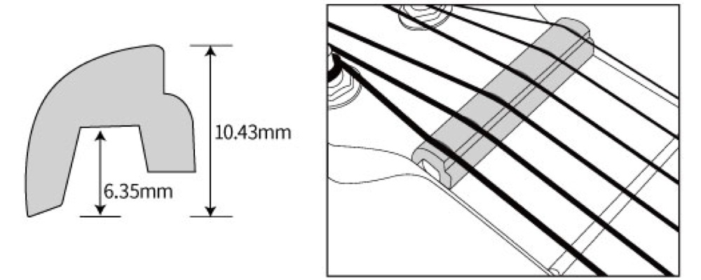 一般的な6弦アコースティック・ギターにフィットするサイズ
