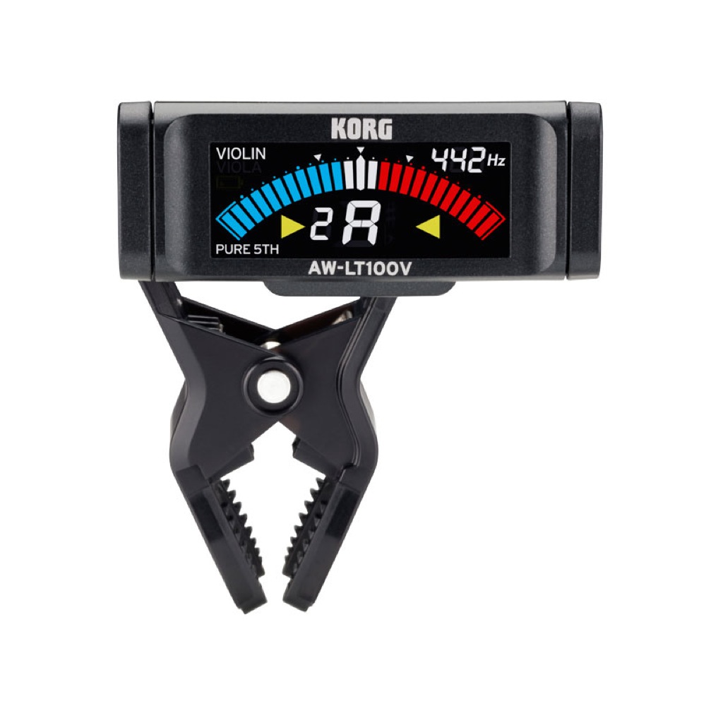 100時間の連続駆動。カラーLCDを搭載した弦楽器用クリップ型チューナー。