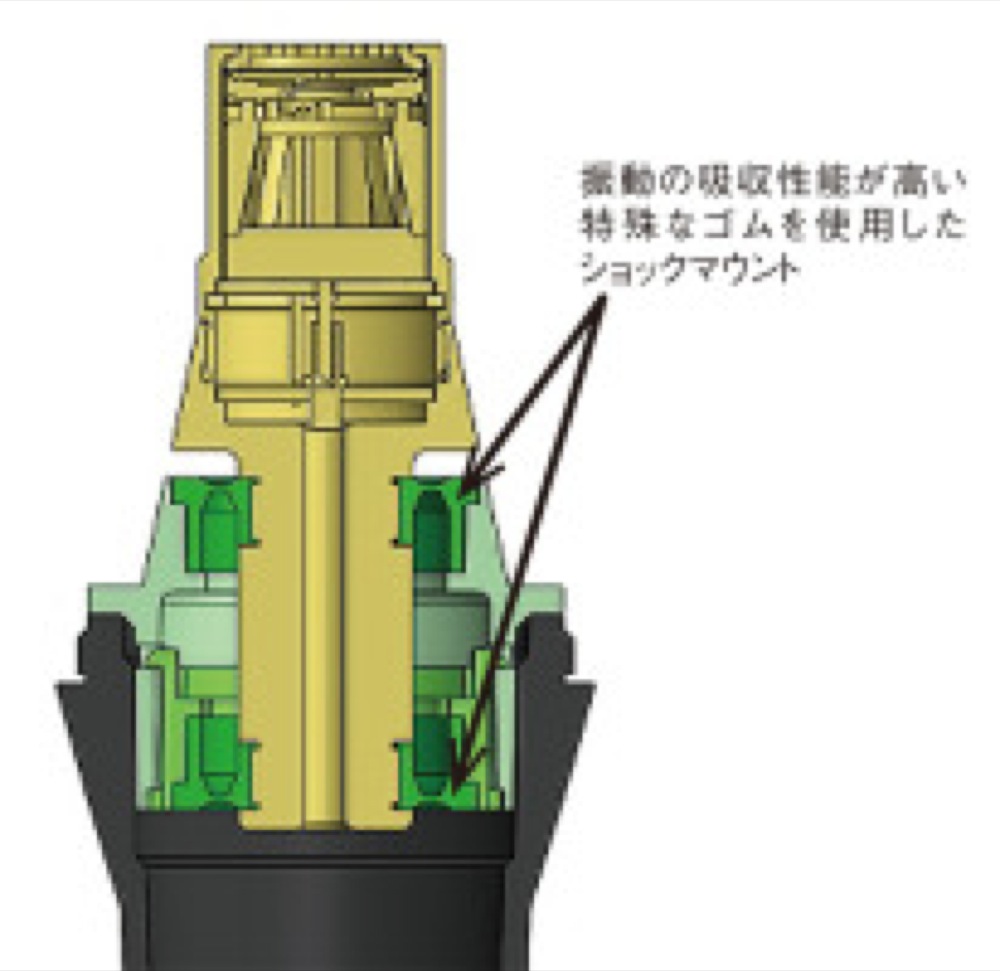 カプセルとショックマウントの断面図