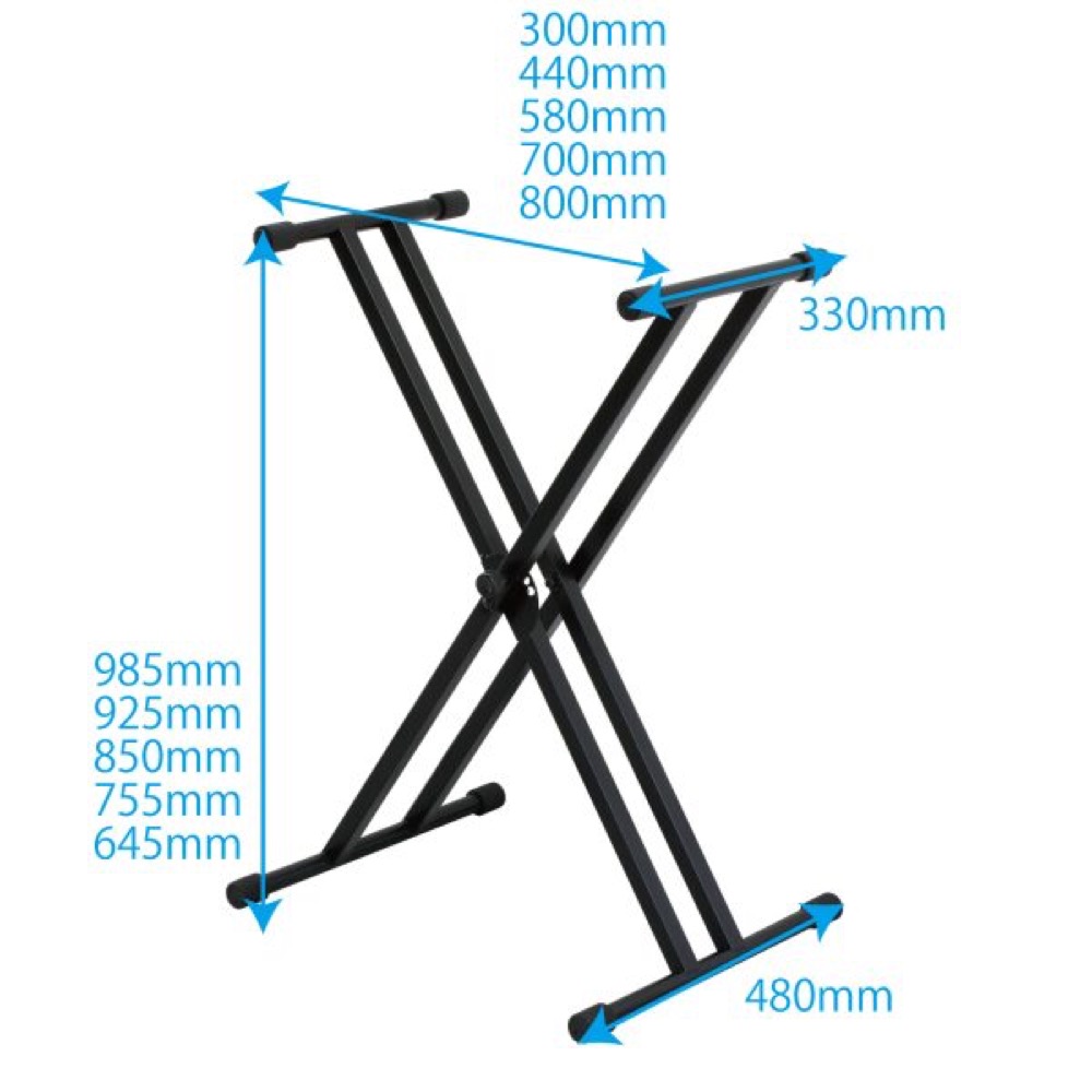 KIKUTANI KS-29W WHT スチール製XX型キーボードスタンド サイズ詳細