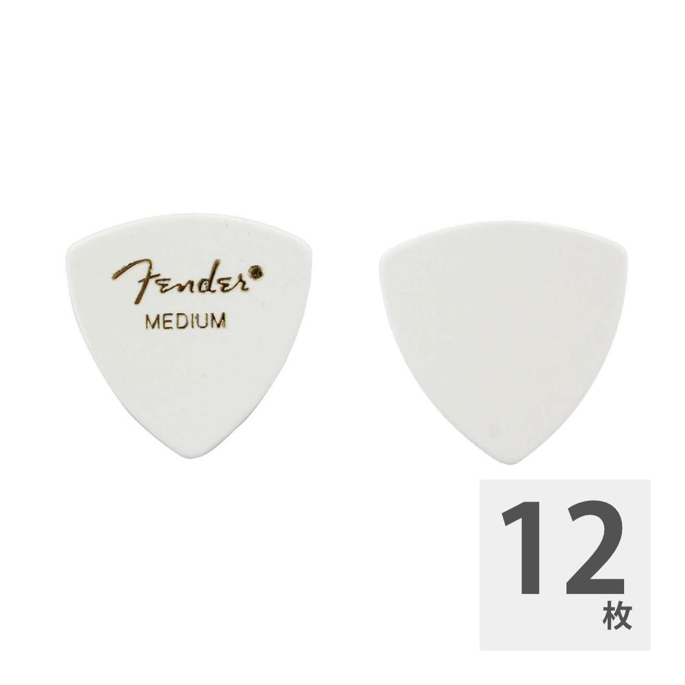 Fender 346 Shape Classic Celluloid Picks Medium White フェンダーギターピック トライアングル（おにぎり）型 ミディアム　表裏