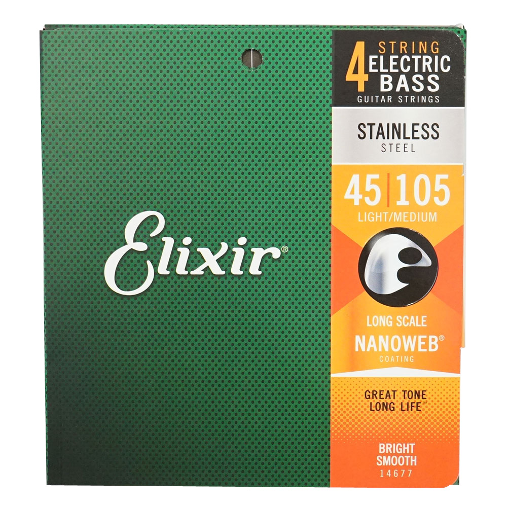 ELIXIR 14677 Stainless Steel with NANOWEB Medium ベース弦×2セット