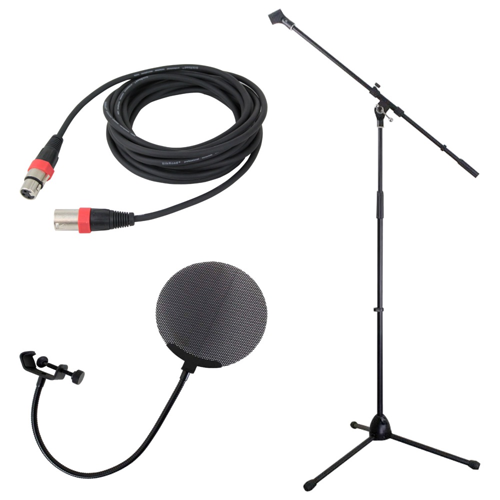 Dicon Audio MS-003 マイクスタンド DCP-2 メタルポップフィルター LM203-3 マイクケーブル XLRオス-メス 3メートル マイクアクセサリ 3点セット