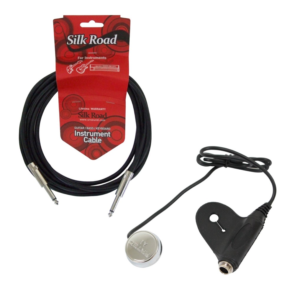 ARTEC A1-OSJ ピエゾピックアップ Silk Road LG104-3 BK ギターケーブル 3メートル 2点セット